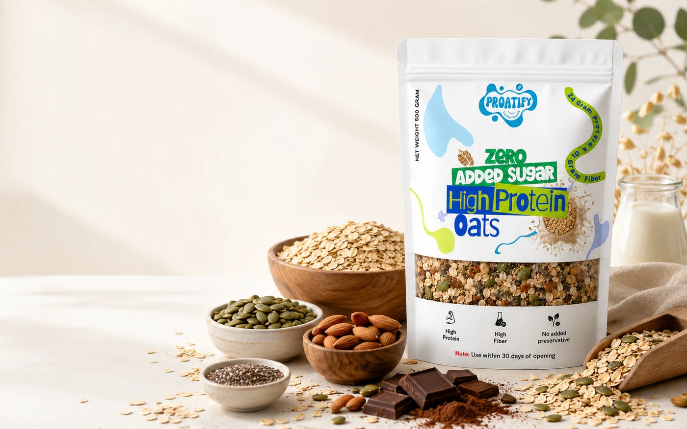 Proatify high-protein oats pouch and serving routine