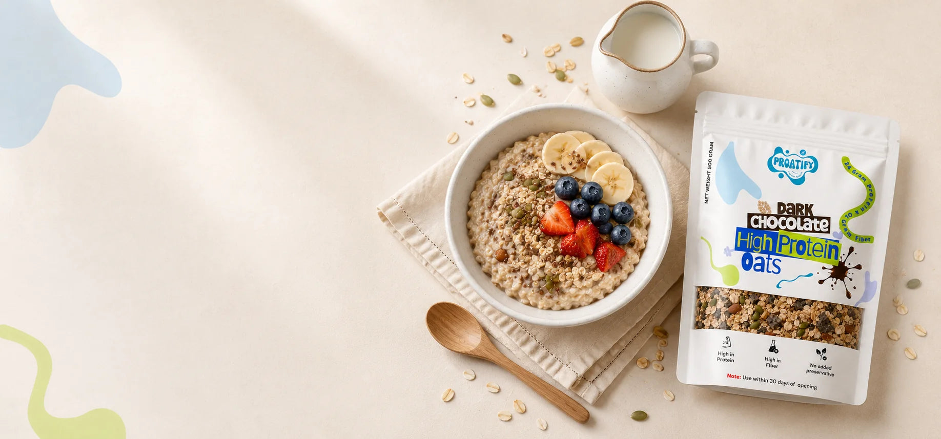Proatify oats pouch with ingredient details